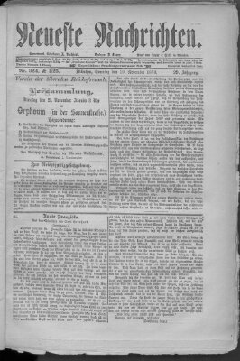 Neueste Nachrichten (Münchner neueste Nachrichten) Sonntag 19. November 1876