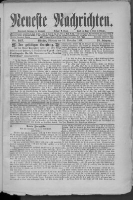 Neueste Nachrichten (Münchner neueste Nachrichten) Mittwoch 22. November 1876