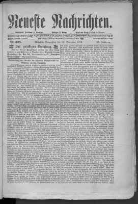 Neueste Nachrichten (Münchner neueste Nachrichten) Donnerstag 23. November 1876