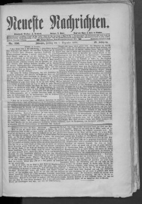 Neueste Nachrichten (Münchner neueste Nachrichten) Freitag 1. Dezember 1876