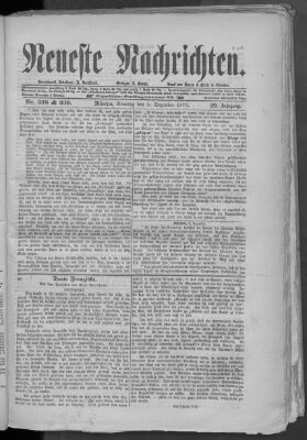 Neueste Nachrichten (Münchner neueste Nachrichten) Sonntag 3. Dezember 1876