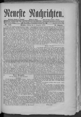 Neueste Nachrichten (Münchner neueste Nachrichten) Freitag 8. Dezember 1876