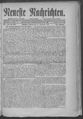 Neueste Nachrichten (Münchner neueste Nachrichten) Sonntag 17. Dezember 1876