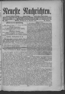 Neueste Nachrichten (Münchner neueste Nachrichten) Dienstag 19. Dezember 1876