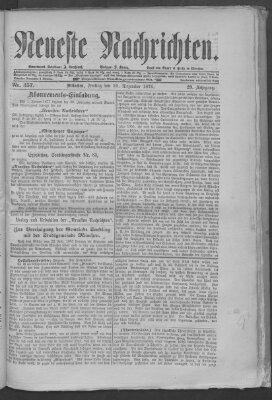 Neueste Nachrichten (Münchner neueste Nachrichten) Freitag 22. Dezember 1876