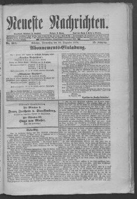 Neueste Nachrichten (Münchner neueste Nachrichten) Donnerstag 28. Dezember 1876