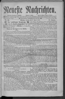 Neueste Nachrichten (Münchner neueste Nachrichten) Freitag 5. April 1878