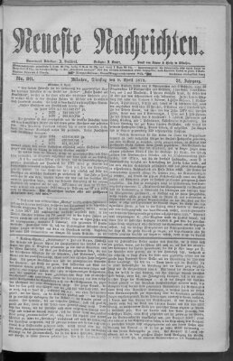 Neueste Nachrichten (Münchner neueste Nachrichten) Dienstag 9. April 1878