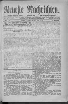 Neueste Nachrichten (Münchner neueste Nachrichten) Dienstag 23. April 1878