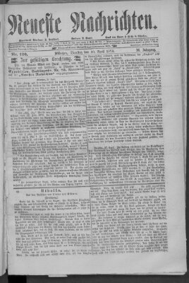 Neueste Nachrichten (Münchner neueste Nachrichten) Dienstag 30. April 1878