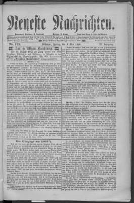 Neueste Nachrichten (Münchner neueste Nachrichten) Freitag 3. Mai 1878