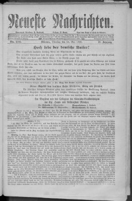 Neueste Nachrichten (Münchner neueste Nachrichten) Dienstag 14. Mai 1878