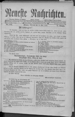 Neueste Nachrichten (Münchner neueste Nachrichten) Mittwoch 15. Mai 1878