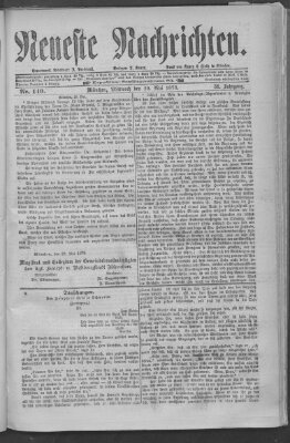 Neueste Nachrichten (Münchner neueste Nachrichten) Mittwoch 29. Mai 1878