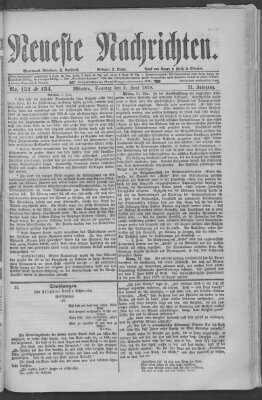 Neueste Nachrichten (Münchner neueste Nachrichten) Sonntag 2. Juni 1878