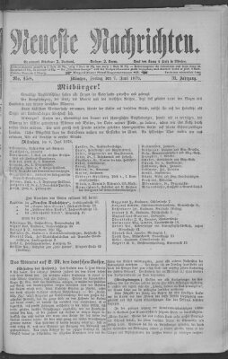 Neueste Nachrichten (Münchner neueste Nachrichten) Freitag 7. Juni 1878