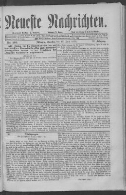 Neueste Nachrichten (Münchner neueste Nachrichten) Samstag 15. Juni 1878