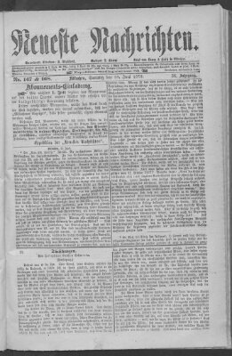 Neueste Nachrichten (Münchner neueste Nachrichten) Sonntag 16. Juni 1878