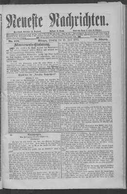 Neueste Nachrichten (Münchner neueste Nachrichten) Dienstag 18. Juni 1878