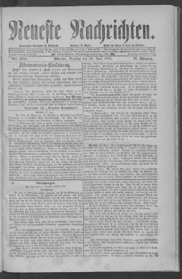 Neueste Nachrichten (Münchner neueste Nachrichten) Samstag 22. Juni 1878