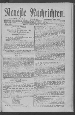 Neueste Nachrichten (Münchner neueste Nachrichten) Mittwoch 26. Juni 1878