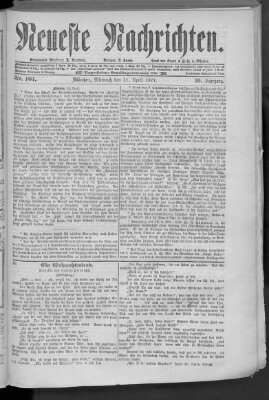 Neueste Nachrichten (Münchner neueste Nachrichten) Mittwoch 11. April 1877