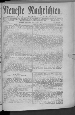 Neueste Nachrichten (Münchner neueste Nachrichten) Donnerstag 3. Mai 1877