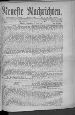 Neueste Nachrichten (Münchner neueste Nachrichten) Dienstag 5. Juni 1877