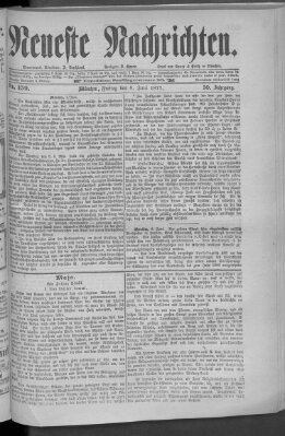 Neueste Nachrichten (Münchner neueste Nachrichten) Freitag 8. Juni 1877