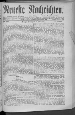 Neueste Nachrichten (Münchner neueste Nachrichten) Samstag 9. Juni 1877