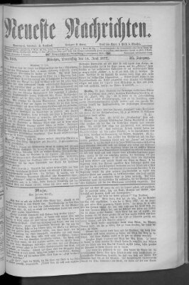 Neueste Nachrichten (Münchner neueste Nachrichten) Donnerstag 14. Juni 1877