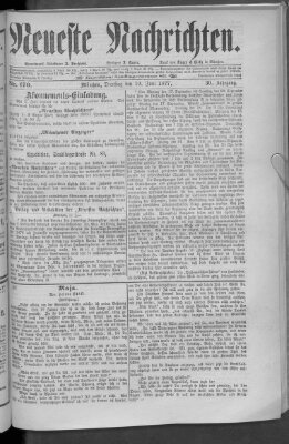 Neueste Nachrichten (Münchner neueste Nachrichten) Dienstag 19. Juni 1877