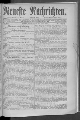 Neueste Nachrichten (Münchner neueste Nachrichten) Donnerstag 21. Juni 1877