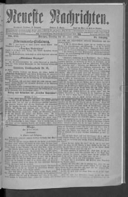 Neueste Nachrichten (Münchner neueste Nachrichten) Samstag 30. Juni 1877