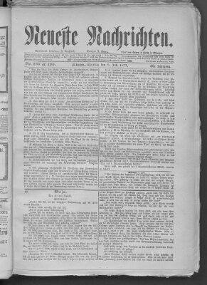 Neueste Nachrichten (Münchner neueste Nachrichten) Sonntag 8. Juli 1877