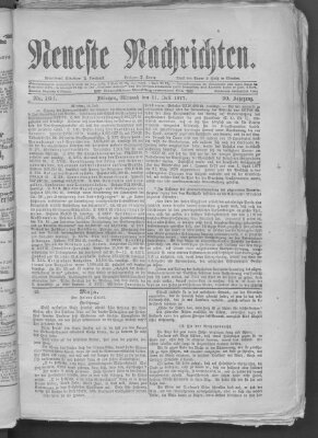 Neueste Nachrichten (Münchner neueste Nachrichten) Mittwoch 11. Juli 1877