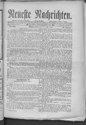 Neueste Nachrichten (Münchner neueste Nachrichten) Freitag 20. Juli 1877