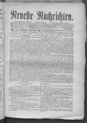 Neueste Nachrichten (Münchner neueste Nachrichten) Sonntag 29. Juli 1877