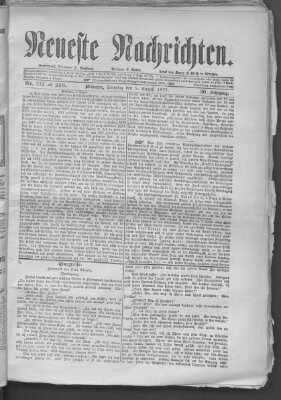 Neueste Nachrichten (Münchner neueste Nachrichten) Sonntag 5. August 1877