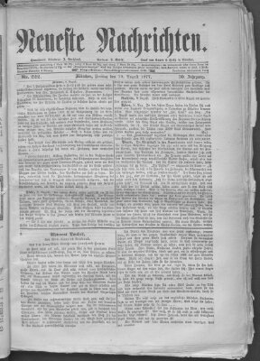 Neueste Nachrichten (Münchner neueste Nachrichten) Freitag 10. August 1877