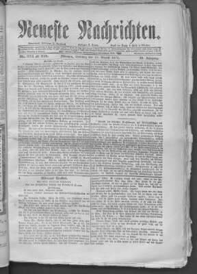 Neueste Nachrichten (Münchner neueste Nachrichten) Sonntag 12. August 1877