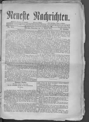 Neueste Nachrichten (Münchner neueste Nachrichten) Donnerstag 16. August 1877