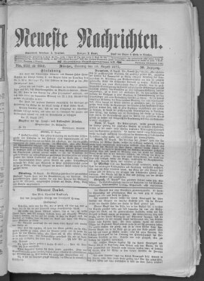 Neueste Nachrichten (Münchner neueste Nachrichten) Sonntag 19. August 1877