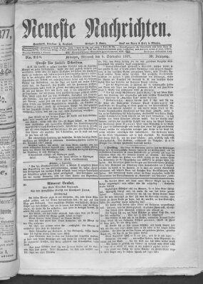 Neueste Nachrichten (Münchner neueste Nachrichten) Mittwoch 5. September 1877