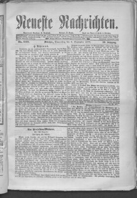 Neueste Nachrichten (Münchner neueste Nachrichten) Donnerstag 6. September 1877