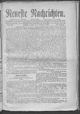 Neueste Nachrichten (Münchner neueste Nachrichten) Samstag 8. September 1877