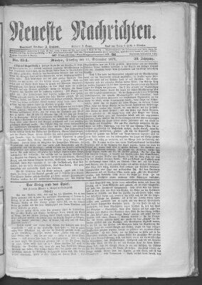 Neueste Nachrichten (Münchner neueste Nachrichten) Dienstag 11. September 1877