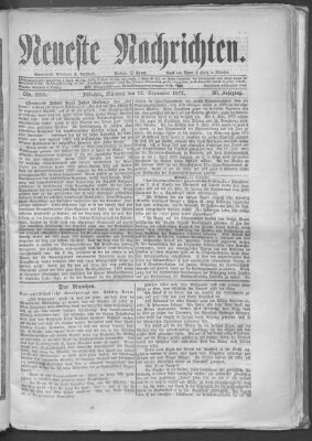 Neueste Nachrichten (Münchner neueste Nachrichten) Mittwoch 12. September 1877