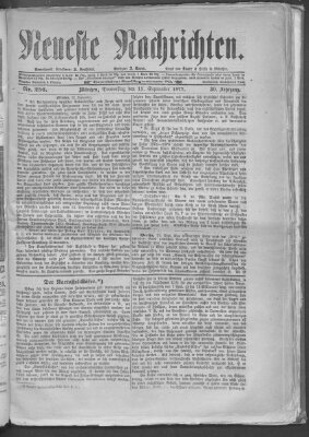 Neueste Nachrichten (Münchner neueste Nachrichten) Donnerstag 13. September 1877