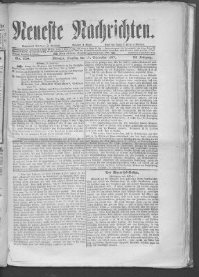 Neueste Nachrichten (Münchner neueste Nachrichten) Samstag 15. September 1877